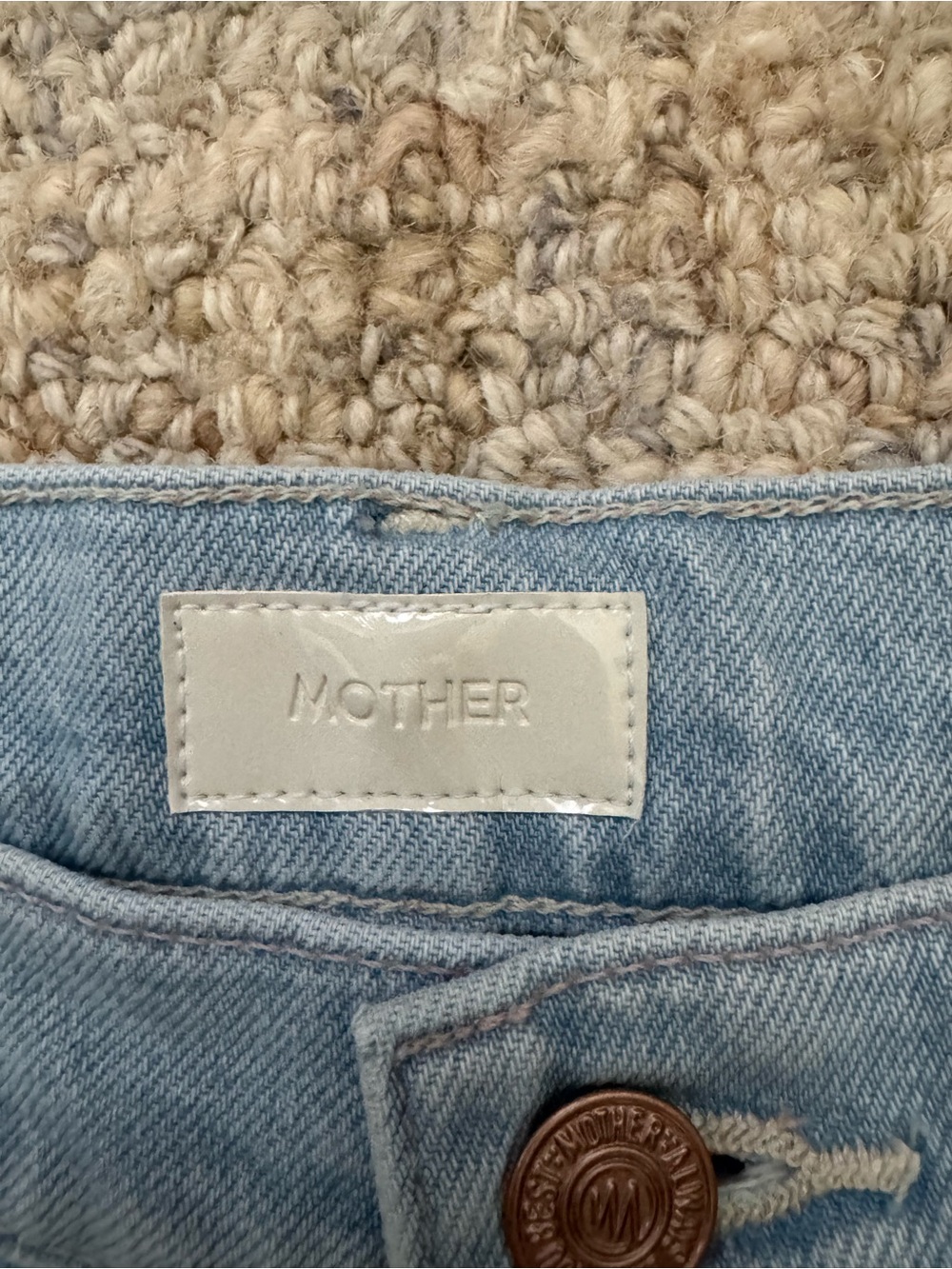 MOTHER Light Blue Wide-Leg Raw Hem Jeans - Picture 2 of 5